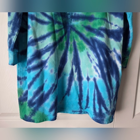 Tommy Hilfiger Blue & Green Spiral Tie-Dye Long Sleeve Dress - Picture 4 of 12